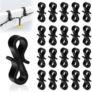 JEXNOVASHOP-120 PCS Crochets Guirlande Exterieur Noirs, Crochet Gouttiere en Plastique R&eacute;utilisables pour Suspension des Guirlandes Lumineuses de No&euml;l, D&eacute;corations de Sapin de No&euml;l. - Neuf