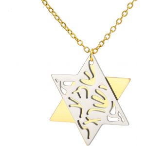 Kal-Prière Juive Shema Yisrael Collier Pour Femmes Étoile De David Bicolore Collier Hear O Israel Pendentif Judaica Sh'ma Yisrael Bijoux Juif Cabala Bénédiction Cadeau Hommes - Neuf