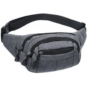KALANKA-Sac Banane Femme Homme 4 Poche Sacoche Banane Unisexe Sac Banane Chic Réglable Multifonctionnel Sac Ceinture pour Voyages Course à Pied Sport (Gris) - Neuf