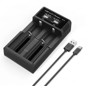 Chargeur Intelligent De Batterie Lcd Usb,1 / 2 Emplacements,Pour Batterie Au Lithium Rechargeable 18650 3.7v Pour Batterie Ni-Mh Aa / Aaa 1.2v-2 Slots Usb- - Neuf