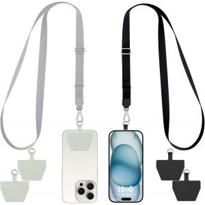 KAL-Cordon Telephone Portable, 2 Tour De Cou Telephone Avec 4 Patchs, Universelle Cordon Telephone Portable Collier De Longe Pour Cou Et Poignet Laniere - Neuf