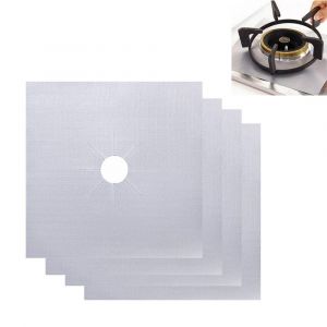 Lot De 4 Protections Antiadh&eacute;sives Pour Br&ucirc;leurs De Cuisini&egrave;re &Agrave; Gaz, R&eacute;utilisables, &Agrave; D&eacute;couper Selon Vos Besoins, R&eacute;sistantes &Agrave; La Temp&eacute;rature. - Neuf