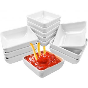 Mevronisshop-12 Pi&egrave;ces Coupelle Aperitif, Blanc Coupelle, Carr&eacute; Plat Aperitif, R&eacute;utilisable Coupelles Aperitif Convient Pour Trempettes Sauces Snacks Desserts Sushis - Neuf