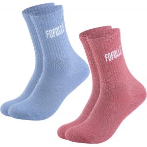 Kalanka-2 Pièces Jolie Motif De Broderie Chaussettes À Paillettes Fofolle,Idéal Cadeau Fille,Anniversaire Fille,Super Chaussettes Paillettes Et Message Rigolo,Colorées Mot Fantaisie - Neuf