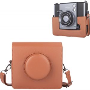 Housse R&eacute;tro pour Appareil Photo Fujifilm Instax Wide EVO,pour INSTAX Wide EVO Housse de Protection avec Bandouli&egrave;re R&eacute;glable-Marron - Neuf