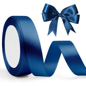 Cauc-Ruban Satin Ruban De Satin Bleu Marine 20mm X 23m, Ruban Bleu Ruban Satin&eacute;e Pour Artisanat, Bouquet De Mari&eacute;e, D&eacute;coration De Mariage, Halloween Decoration, Noel, Saint-Valentin De La Maison - Neuf