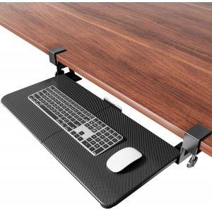 Ulteronixshop-Grand plateau de clavier coulissant sous le bureau avec syst&egrave;me de fixation en C extra robuste, 66 cm (76 cm y compris les pinces) x 27,9 cm, plateforme coulissante stable pour &eacute;crire - Neuf