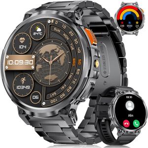 ChenQuanSarl-Montre Connectée Homme Avec 1,85'' Hd Grand Écran/Led Lampe/730Mah Batterie,Smartwatch Homme Avec 120+ Modes Sportifs,24/7 Moniteur De Fréquence Cardiaque Et Sommeil,Ip68 Étanche Pour An - Neuf