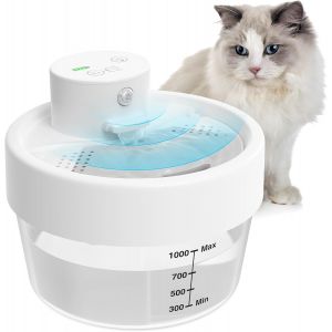 Chenquansarl-Fontaine A Eau Chat Sans Fil, 1l Distributeur Eau Pour Chat Et Chien Avec Detecteur De Mouvement, Super Silencieuse Fontaine Eau Chat Capteur Automatique, 3 Modes De Travail, Blanc - Neuf
