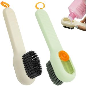 (Vert, Blanc) 2 Pack Rechargeable Brosse &Agrave; Chaussures Avec Liquide De Nettoyage, Brosse &Agrave; Chaussures, Nettoyage &Agrave; La Brosse, Poils Doux Brosse De Nettoyage Pour La Maison, Salle De Bains, Cuisine - Neuf