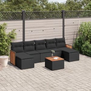 Prolenta Premium - Salon De Jardin 8 Pcs Avec Coussins Noir R&eacute;sine Tress&eacute;e - Neuf