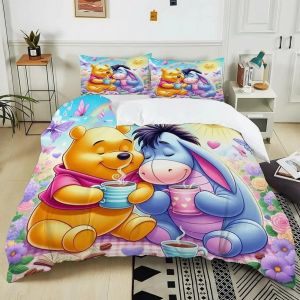 Parure De Lit Winnie L'ourson, Housse De Couette Et Taie D'oreiller, Motif Dessin Anime, Impression 3d, Pour Enfants, Garcon S Et Filles, 2 Ou 3 Pieces - Neuf