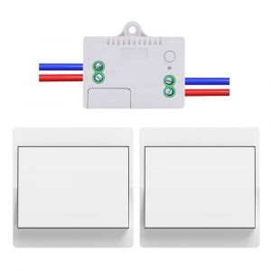 CHECARZHN--NO1-Eu Interrupteur Sans Fil Sans Piles Lot De 2 Kit Interrupteur Sans Fil Autoalimente Va Et Vient Sans Fil Sans Pile Radio Interrupteur A Distance Eclairage Domestique (Eu 1Gang 2V1 A) - Neuf
