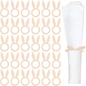 30 Pièces Porte-Serviettes De Pâques, Oreilles De Lapin Rondes, Décoration De Table De Petit-Déjeuner De Pâques, Accessoires De Décoration De Pâques Artisanaux Diy - Neuf