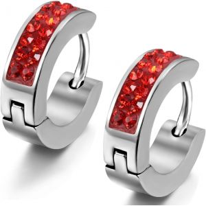 Kal-Acier Inoxydable Boucle D'oreille Grande Taille 4mm Avec Ornement Faux Diamant Clou D'oreille Homme Femme - Neuf