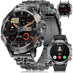 Montre Connectée Homme Avec Appel,1.45'' Amoled Écran/530mah Batterie,Montre Fitness Avec 120+ Modes Sportifs, Moniteur De Fréquence Cardiaque,Sommeil,Ip68 Étanche Pour Android Ios - Neuf