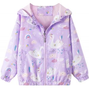 Kalanka-Fille Blouson Enfant Manteau Capuche Vest Bébé Sweat-Shirt Motif Animal Zipper Poche Veste Pull-Over Longue Manche Imperméables Manteaux Mignon Outwear Printemps Automne Coupe-Vent 1-7 Ans - Neuf