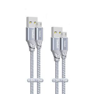 C&acirc;bles Micro Usb[1m+2m /Lot De 2] C&acirc;ble De Charge Usb A Vers Micro Tress&eacute; En Nylon C&acirc;ble De Charge Android Compatible Pour Samsung Galaxy Edge/S7/S6 Edge/S6/S4/S3/J7,Kindle,Xiaomi,Huawei,Gran - Neuf