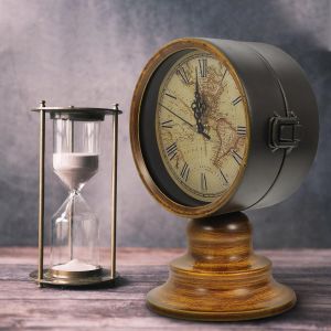 Senior-Horloge De Bureau Vintage De Style Europ&eacute;en, Horloge De Chevet R&eacute;tro, Horloge Double Face En Fer Pour Chambre &Agrave; Coucher, Bureau, Salle &Agrave; Manger, Bar[L1069] - Neuf