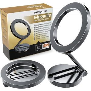 KAL-Support T&eacute;l&eacute;phone Voiture Magsafe Pliable U2013 Fixation Par Aimant (20X N52) Et Rotation &Agrave; 360&deg; U2013 Pour Tableau De Bord Bureau Ou Autres Surfaces - Dark Grey - Neuf