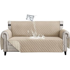 Ulteronixshop-Housse de Canap&eacute; Imperm&eacute;able 3 Places Housses de Canap&eacute; avec Accoudoirs Housse de Canap&eacute; Reversible Universelle Antid&eacute;rapante Protege Canape pour Animaux Chiens Chats,Beige - Neuf
