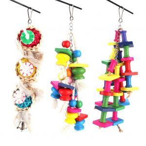 Hjlian Lot De 3 Balancoires Suspendues En Paille Tressee Pour Oiseaux, Jouets Pour Cage A Perroquets, Jouet A Macher Et A Mordre - Neuf