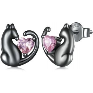 Kal-Chat Boucles D'oreilles En Argent Sterling 925 Pour Femmes Filles Cat Boucles D'oreilles Zircone Chat Boucles D'oreilles Hypoallergénique Bijoux Femme Chat - Neuf