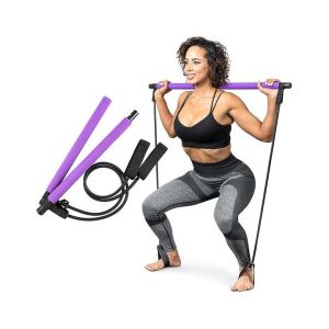 Kit De Barre De Pilates Polyvalente Avec Bandes De Résistance ¿ Barre De Yoga Pour Entraînement Complet Du Corps, Tous Niveaux De Forme Physique, Portable Et Durable - Neuf