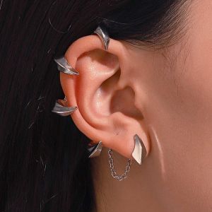 Kal-Boucle D'oreille Pince Dragon Argent Boucle D'oreille Clip Punk Boucle D'oreille Non Percée Boucle D'oreille Grimpante Personnalité Boucle D'oreille Pendante Bijoux Pour Femmes Et Hommes - Neuf