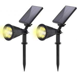 Bhhbb-Lot De 2 Lampes Solaires D'extérieur Avec Piquet - Lampes Solaires Pour L'extérieur Avec Batterie De 1800 Mah - Blanc Chaud - Neuf