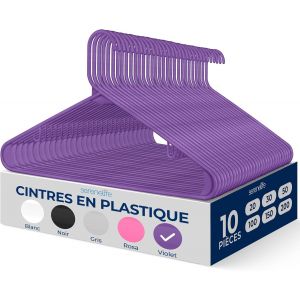 SJZG-Cintres - Cintres En Plastique - Antid&eacute;rapants - Porte-V&ecirc;tement Fins Et Gain De Place - Pour Chemises, Pulls, Sweats, V&ecirc;tements Enfants Et Robes - Ultra-Fins - L&eacute;gers - Lot De 10 - Violet - Neuf