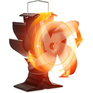 Fireplace Fan with 4 Fireplace Fans,No Electricity,Eco Friendly - Neuf