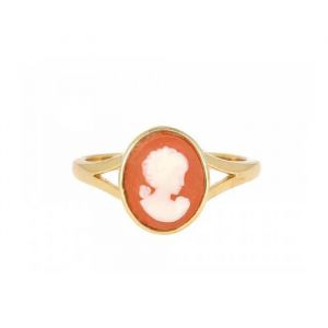 Bague - Bijouxia - Cam&eacute;e Rouge - Plaqu&eacute; Or 18 Carats - Taille 56 - Mixte - Neuf