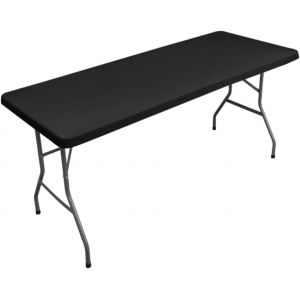 Kalanka-Nappe Rectangulaire 183 X 76 Cm Avec Bord &Eacute;lastique, Noire Nappe De Table Anti Tache Pour Ext&eacute;rieur, Id&eacute;ale Pour Table Pliable, Camping, Terrasse, Banquet, R&eacute;sistante Au Vent - Neuf