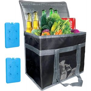SHILIU-Sac Isotherme 35L Grand Sac Isotherme Courses Pliable, Sac Isotherme Repas avec Boîte Isotherme en Cristal de Glace, Glacier[ - Neuf