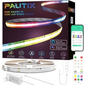 Chenquansarl-Wifi Rgb Smart Ic Ruban Led Cob 10m Kit, Dc24v Pixels À Changement De Couleur Adressable Smart Rgb Led Bande Lumineuse Améliorée Pour Alexa/Google Assistant Pour Projets D'éclairage À Do - Neuf