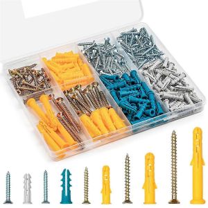 Kit d'assortiment d'ancrages et de vis pour cloisons s&egrave;ches 270PCS,135 ancrages muraux en plastique et 135 vis avec Orga - Neuf