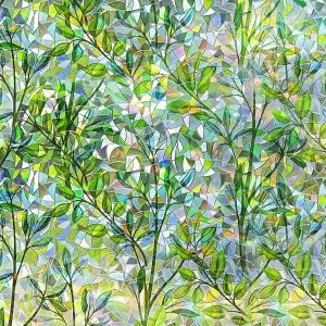 Film Fenetre Anti Regard Effet Arc-en-Ciel 30 x 200cm, Electrostatique Vitre Motif de Feuille Verte Anti UV Non Adhesif Brise Vue Fenetre Décoratifvitrail Autocollant pour Chambre Cuisine - Neuf