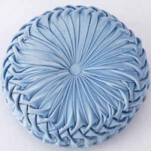 Cauc-Coussin Rond Plissé En Velours De Couleur Pure Pour Canapé - 35,1 Cm - Motif Citrouille - Convient Pour La Décoration De La Maison, Du Lit, De La Voiture (Bleu) - Neuf