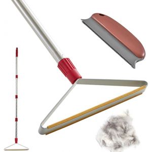 Jgd-R&acirc;teau &Agrave; Tapis Am&eacute;lior&eacute; Pour &Eacute;pilation D'animaux Avec Long Manche, 1 Mini Grattoir &Agrave; Tapis Inclus, Brosse Pour Enlever Les Poils D'animaux - Neuf