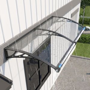Ulteronixshop-Auvent De Porte D'entr&eacute;e 80x200 Cm, Marquise Ext&eacute;rieure En Polycarbonate Anti-Uv, Anti-Pluie & Anti-Neige, Abri Pour Terrasse & V&eacute;randa - Neuf
