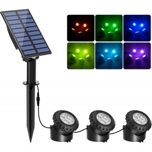 Lampes Solaires De Bassin Led Submersible Solaire 2 Modes Lumière Submersible Réglable,6 Couleurs,Étanchéité Ip68,Marche/Arrêt Automatique,Lampes Solaires Pour Étang,Jardin(3 En 1) - Neuf