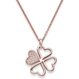 Collier Trèfle À Quatre Feuilles | Collier Femme Argent 925 /Plaqué Or Pendentif Trèfle Zircons| Porte Bonheur Amour| Idée Cadeau Femme Femmes Copine Fille Maman Fête Des Mères | Bijoux Femme - Neuf