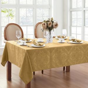ERYI-Home Fashions Nappe Damassée, Polyester, Or, X 132 Cm Carré - Neuf