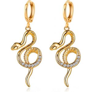 Kal-Boucles D'oreilles Serpent, Boucles D'oreilles Serpent Huggie Personnalisées Punk Longue Serpent Goutte Petites Boucles D'oreilles Créoles Boucle D'oreille Animal Pour Femmes - Neuf