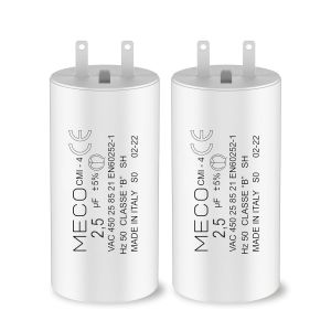 Lot de 2 Condensateurs 2,5 &micro;F pour Moteur de Volet Roulant SOMFY 10 Nm - Compatibles avec Moteurs Tubulaires n&eacute;cessitant des Cosses Faston 2,8 mm - MECO - Neuf