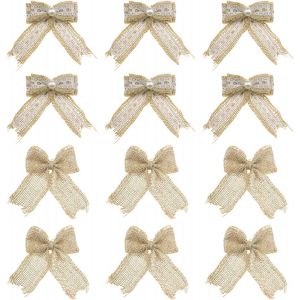 12pcs Toile De Jute Noeud Avec Dentelle Blanc Et Perles D&eacute;coration 2 Styles Pour Bricolage Artisanat Emballage F&ecirc;te De Mariage Int&eacute;rieur Ext&eacute;rieur D&eacute;cor - Neuf