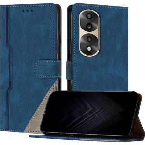 Kal-&Eacute;tui Pour Huawei Honor 70 Pro, Housse En Cuir Pu Avec [Protection Antichoc Tpu] [Fonction Support] [Porte-Cartes ] Antichoc Magn&eacute;tique Coque Pour Honor 70 Pro - Bleu - Neuf
