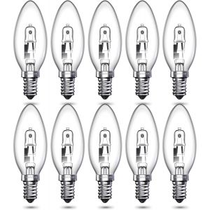SJZG-Halog&egrave;nes E14, 28W C35 E14 Ampoule &Agrave; Bougie Halog&egrave;ne Dimmable Blanc Chaud 2700K, Lampe Halog&egrave;ne Ses Petite Vis Edison Pour Suspension, Applique, Pendentif (Lot De 10) - Neuf