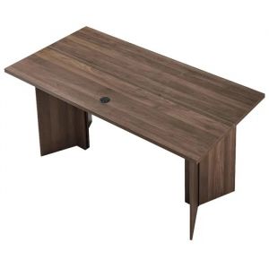 Bureau de Direction-Duoku-160 x 80 x 76 cm, Bureau d'ordinateur Contemporain avec Passe-c&acirc;bles Int&eacute;gr&eacute;, Finition Noyer - Neuf